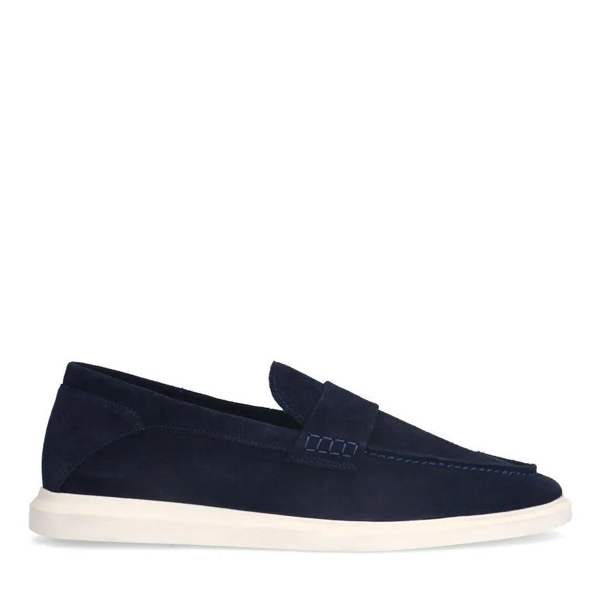 Donkerblauwe suède loafers