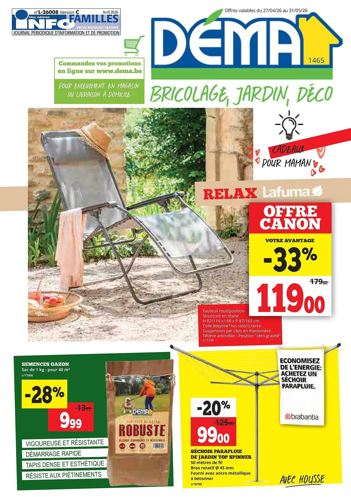 Dema folder van 27 april tot 31 mei 2026 - folder pagina 1