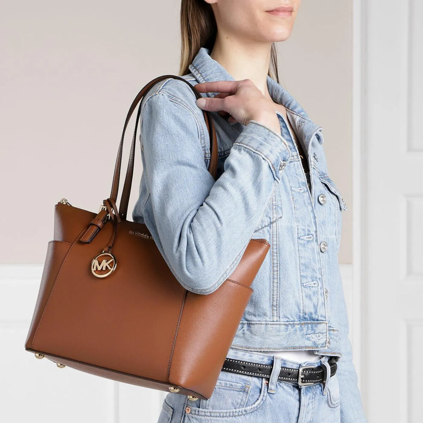 Jet Set Bruine Leren Shopper 30F2GTTT8L-230