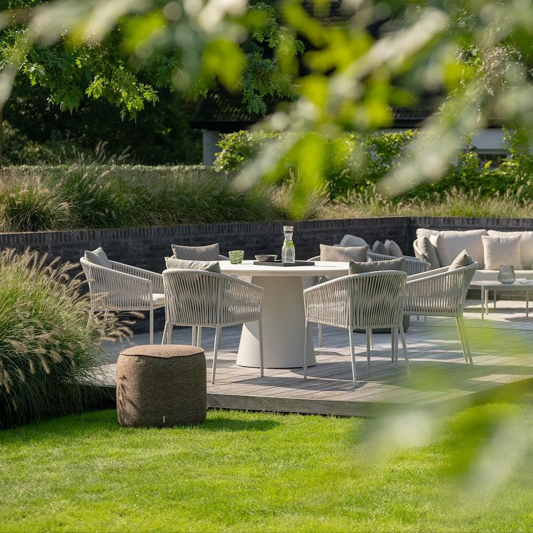 Fortuna ronde tuinset in beige aluminium en keramiek R150cm met fortuna diningstoel