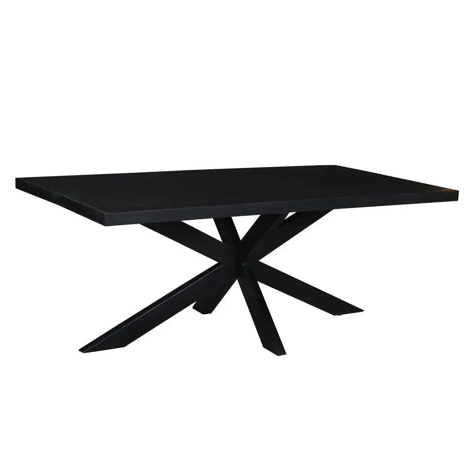 Livingfurn - Moderne Zwarte Eetkamertafel - Spider - Mangohout - 180 cm