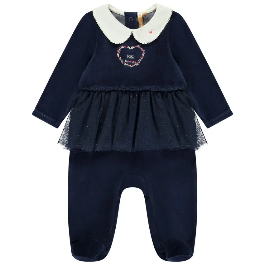 Dors-bien en velours et tulle effet 2 en 1 pour bébé fille
