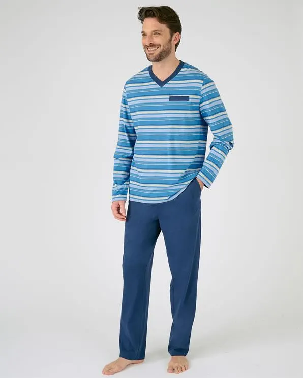 Gestreepte pyjama in katoenjersey