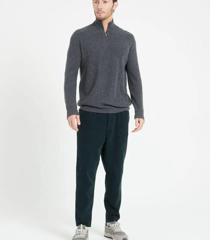 ZACH 2 Rits Funnel Neck Sweat Top - 100% kasjmier