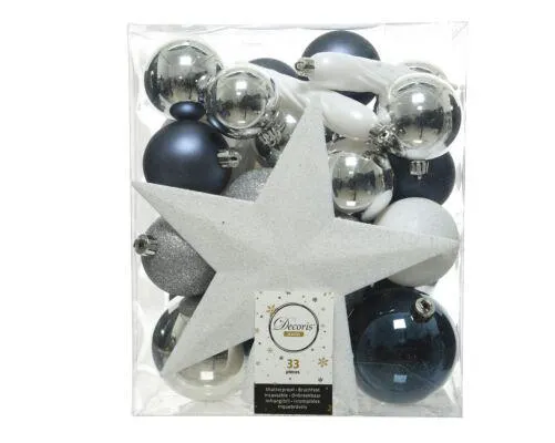 Decoris 023480 Kerstballen Kunststof Mix - 33 Stuks