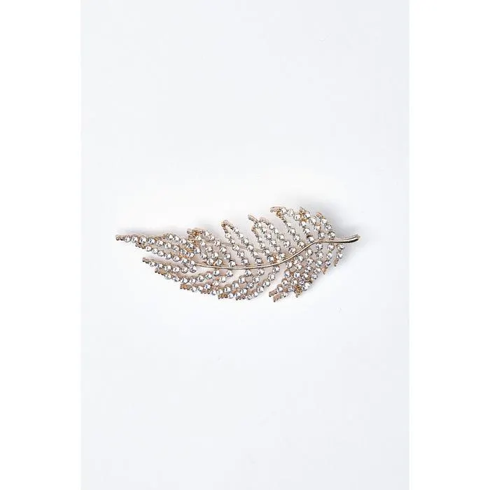 Broche veer steentjes