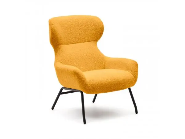 Fauteuil BELINA - Mosterdgele schapenvacht