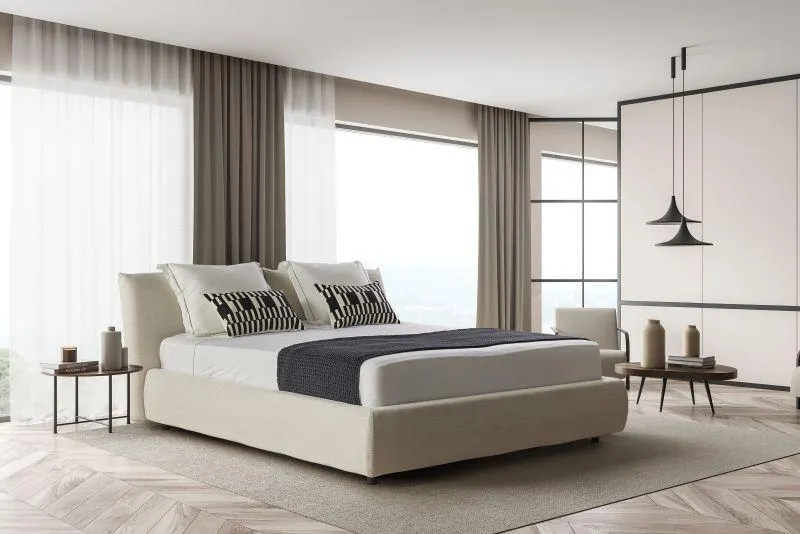 Gestoffeerd bedkader (excl. matras) 180x200cm - ecru