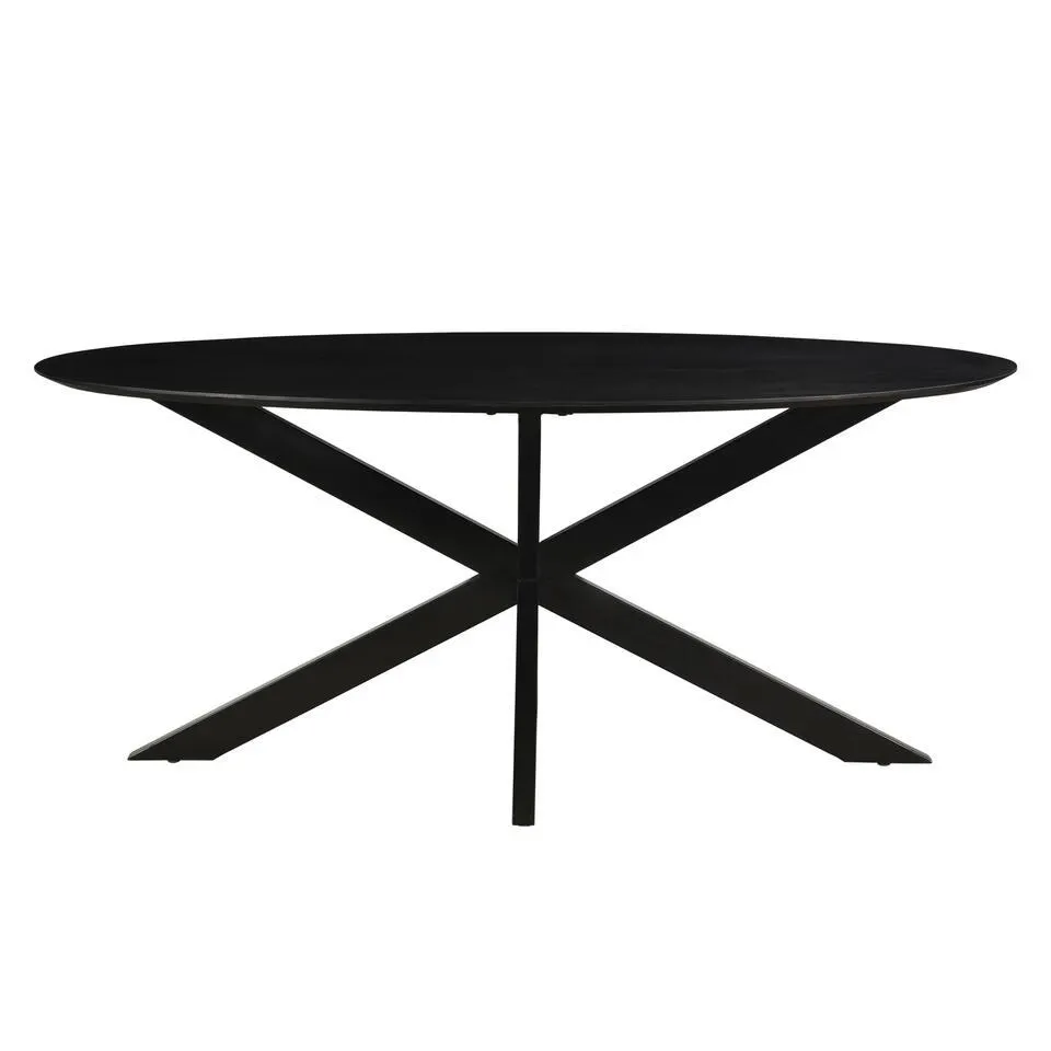 Livingfurn - Eetkamertafel Oslo Oval Black 160 cm - Mangohout