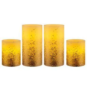 Waskaarsen Golden Glitter (set van 4)