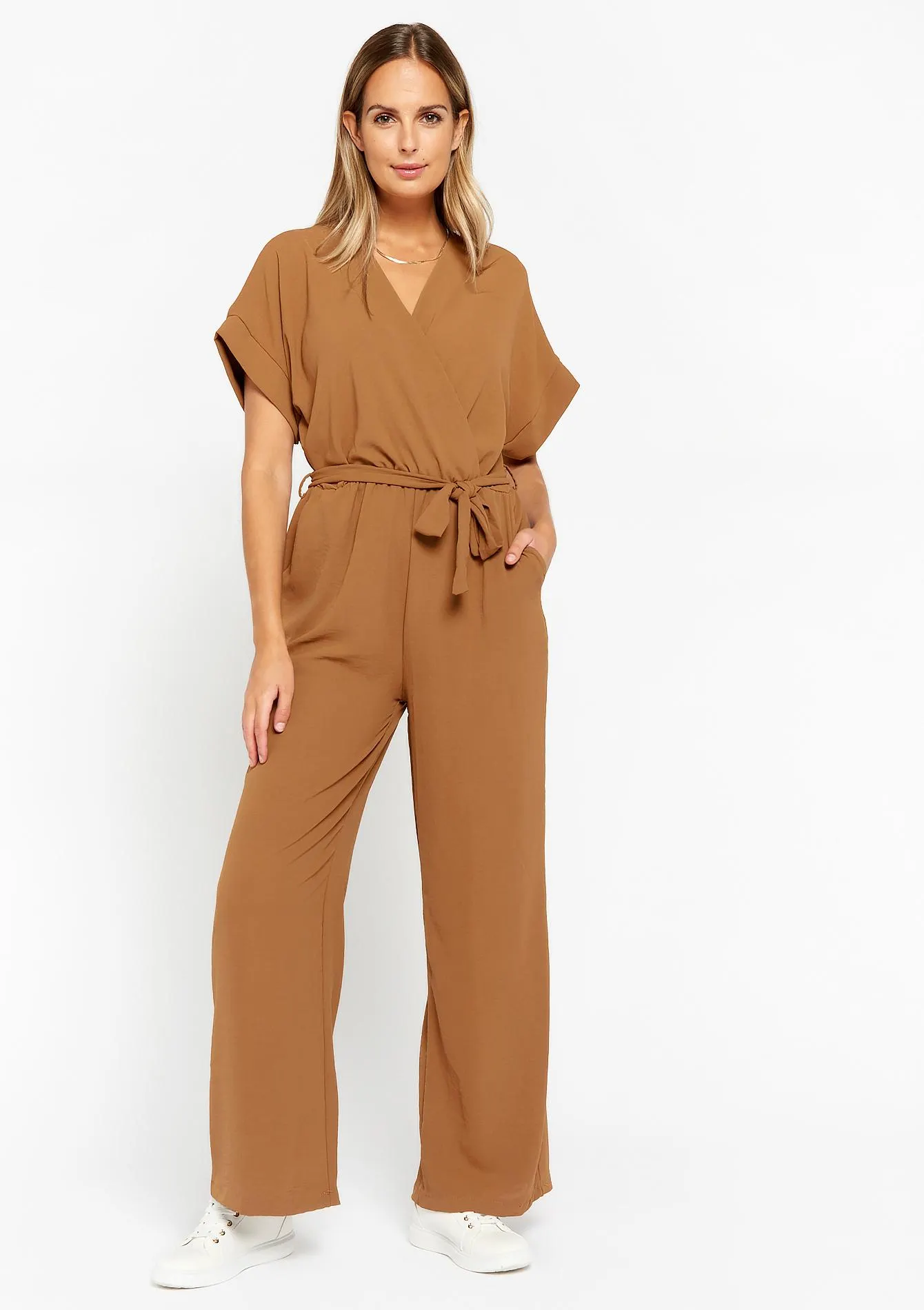 Jumpsuit with kimono look