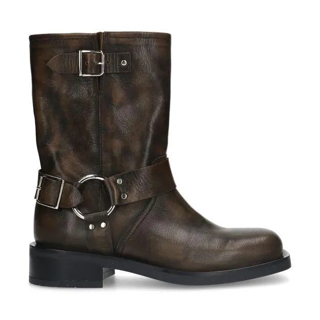 Greywashed buckle biker enkelboots