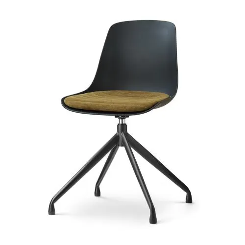 Nolon Nola-Liv draaibare eetkamerstoel zwart met mosgroen zitkussen - zwart onderstel