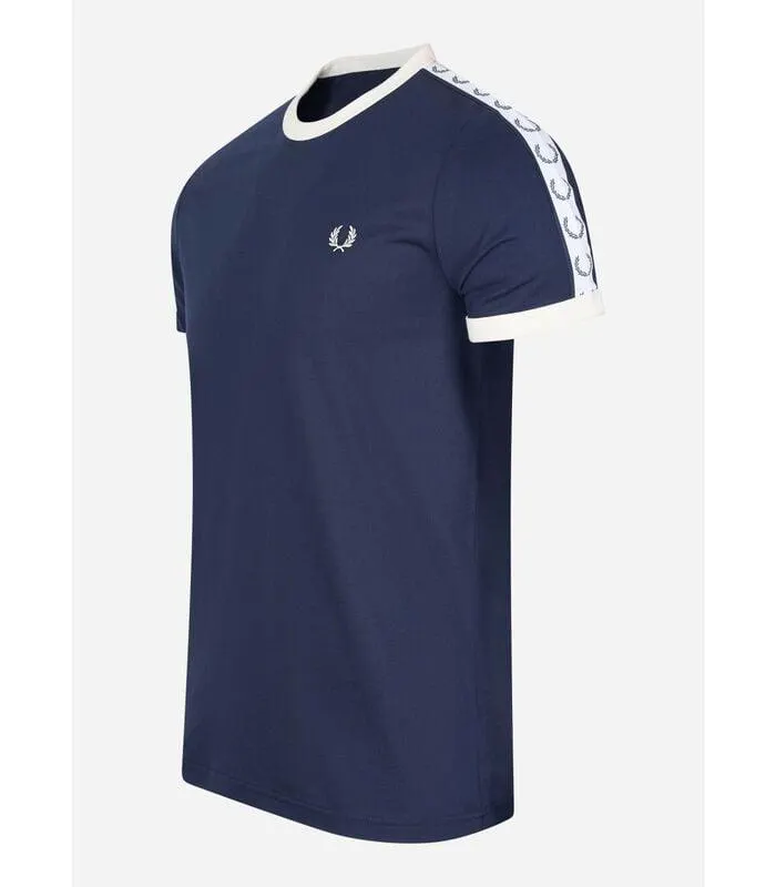 Taped ringer t-shirt - carbon blue