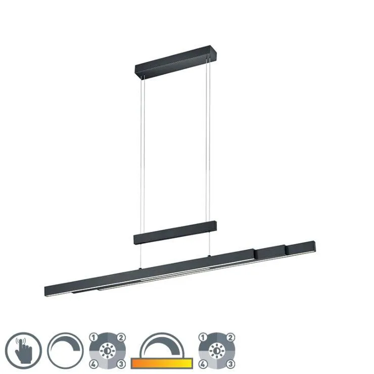 Fekete függőlámpa, LED-del, 3-os fényérzékelővel - Sofie