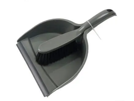 Vuilblik met borstel grijs