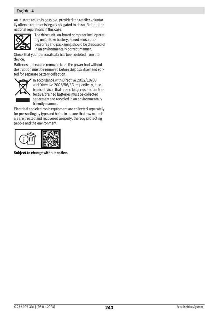 Electric Bike Manual van 12 februari tot 12 augustus 2025 - folder pagina 240