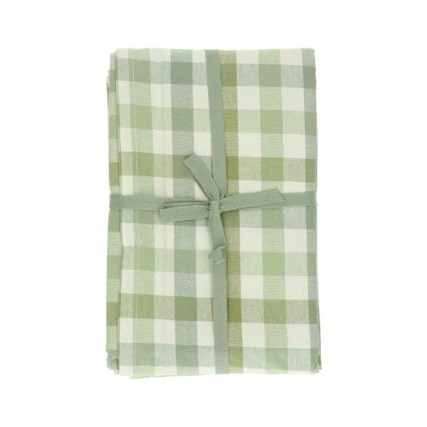 Tafelkleed, katoen, geruit, groen, 145 x 250 cm