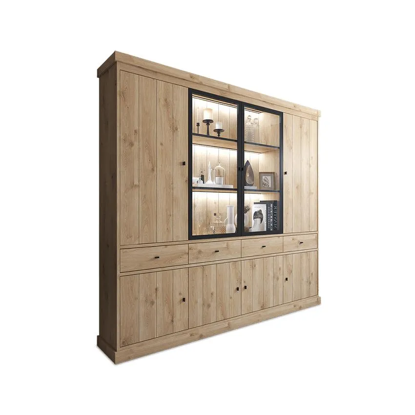 Vitrinekast CASTELLO 8D-4L Lichte Eik