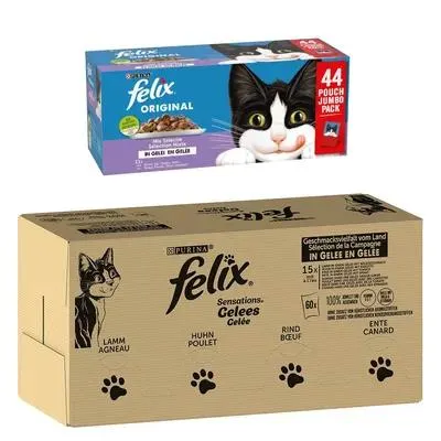 Jumbopack Felix 120 x 80 /85 g pour chat + 44 x 85 g sachets offerts !
