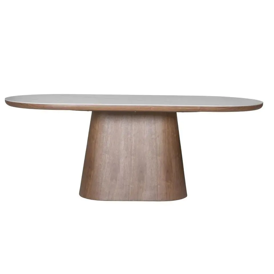 Eettafel Wit Keramiek/Walnoot - 200x90x77cm - Alba