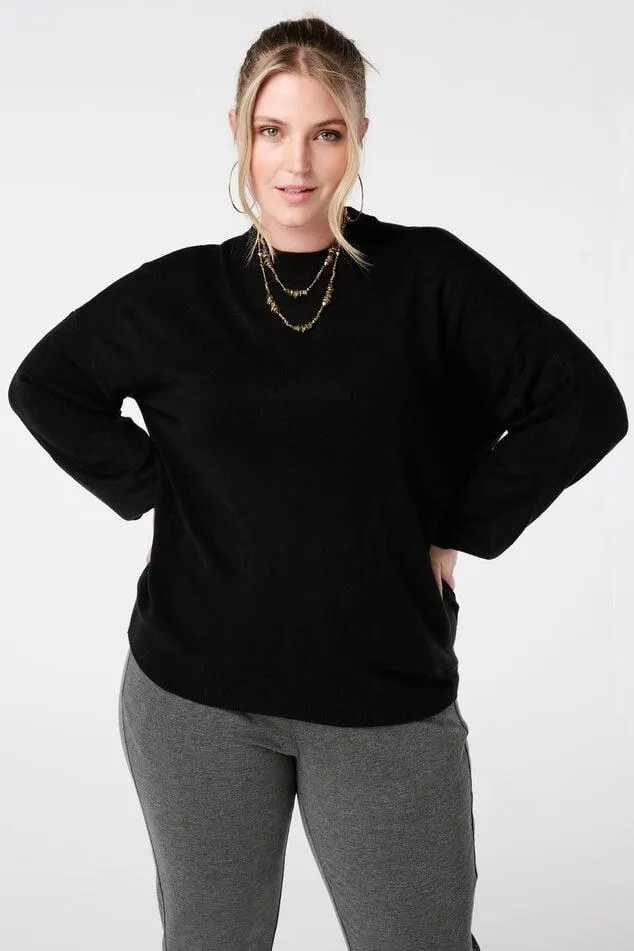Fijn gebreide trui met ballonmouwen