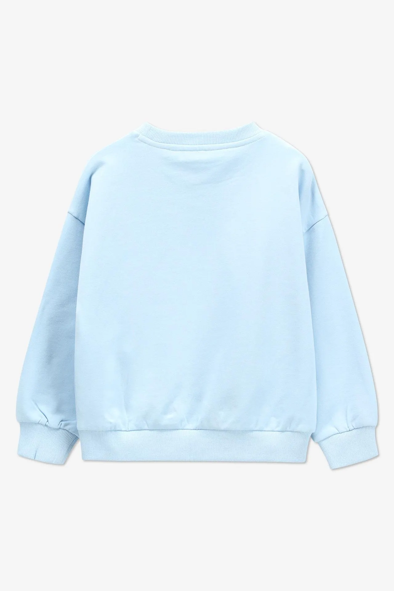 Lichtblauwe sweater met borstprint