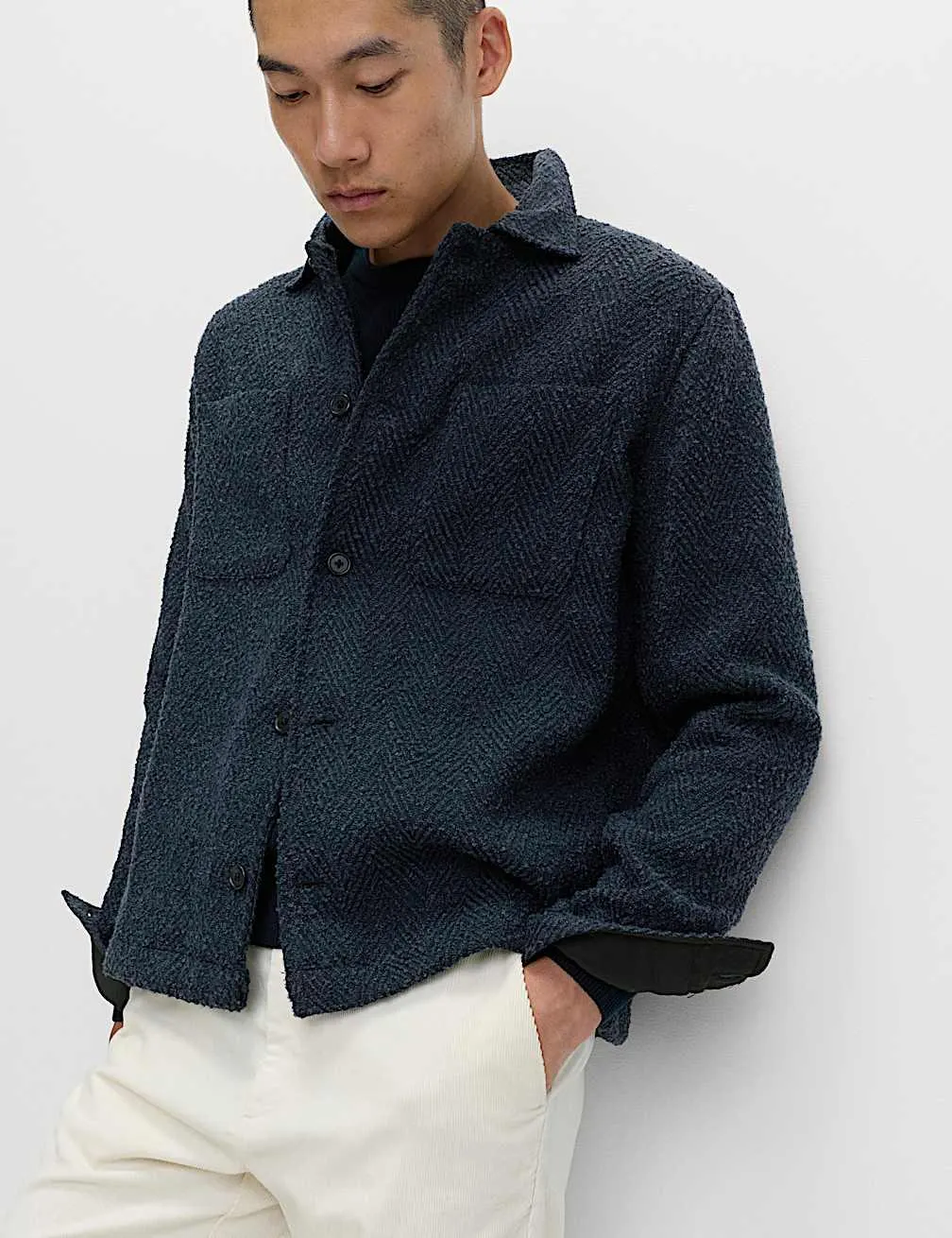 Regular Fit Herringbone Overshirt