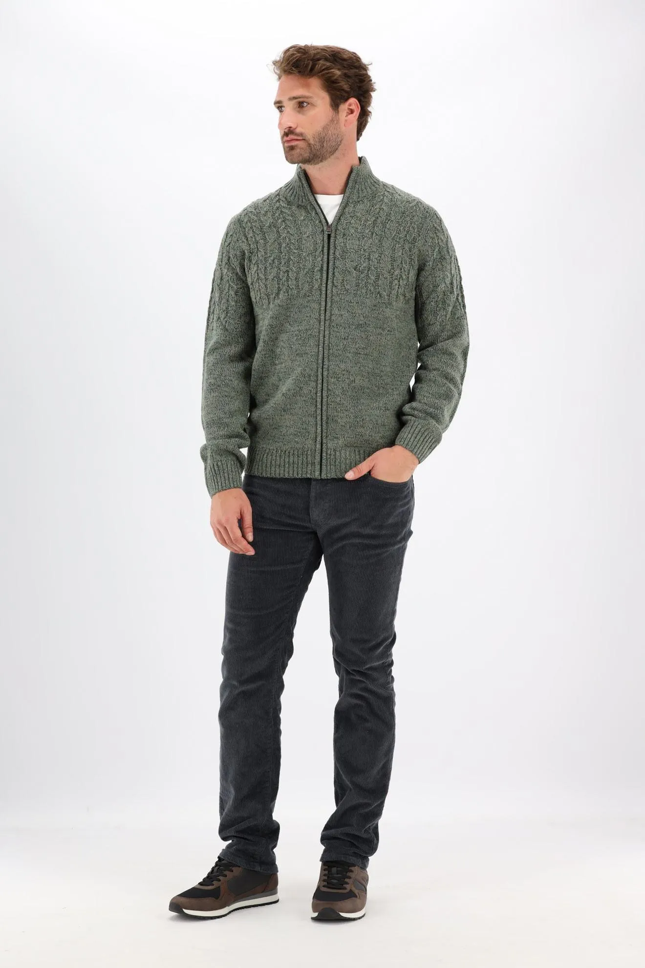 Groen gebreide cardigan met ritssluiting