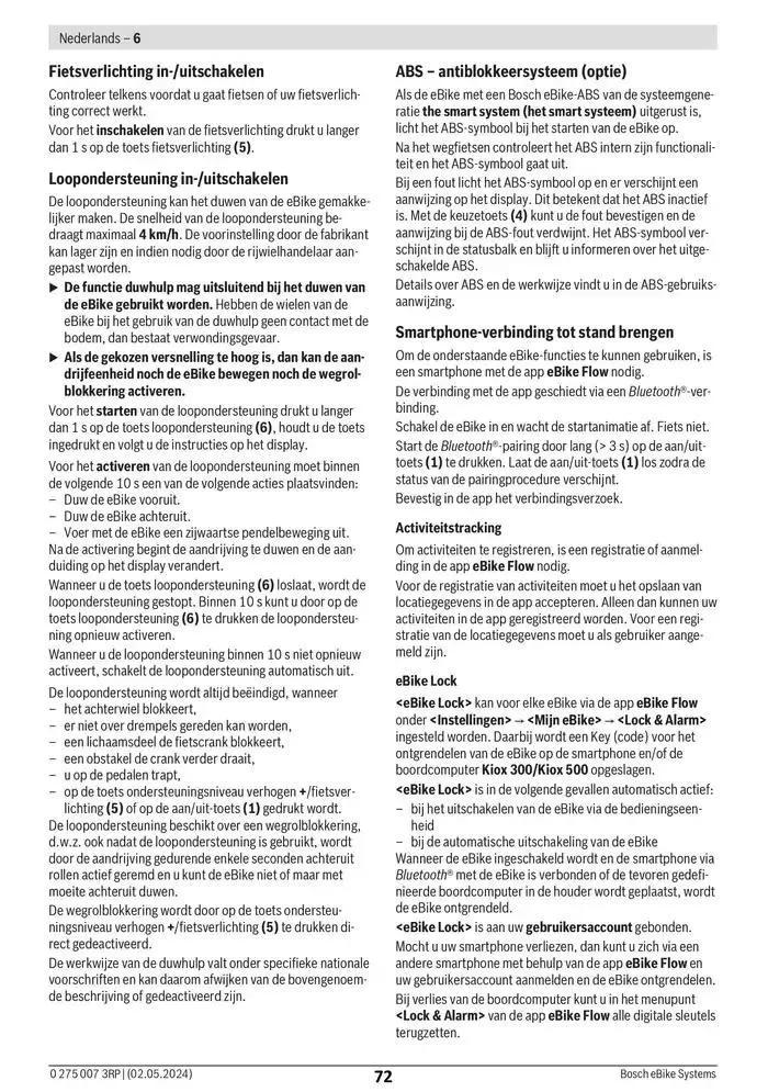 Electric Bike Manual van 12 februari tot 12 augustus 2025 - folder pagina 72