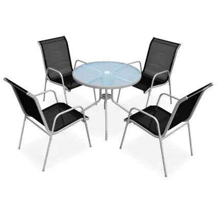 ensemble de meubles de jardin vidaXL Gris table et chaise d'extérieur