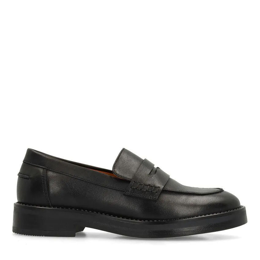 Klassieke zwarte leren loafers