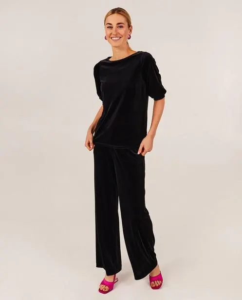 Zwarte fluwelen T-shirt