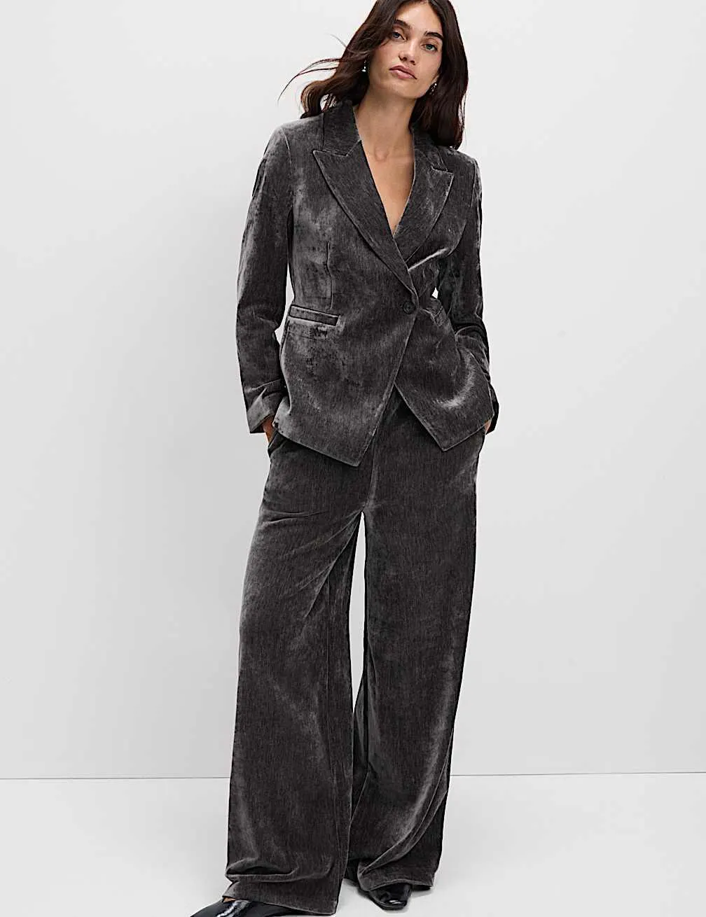 Mottled Velvet Straight Leg Trousers