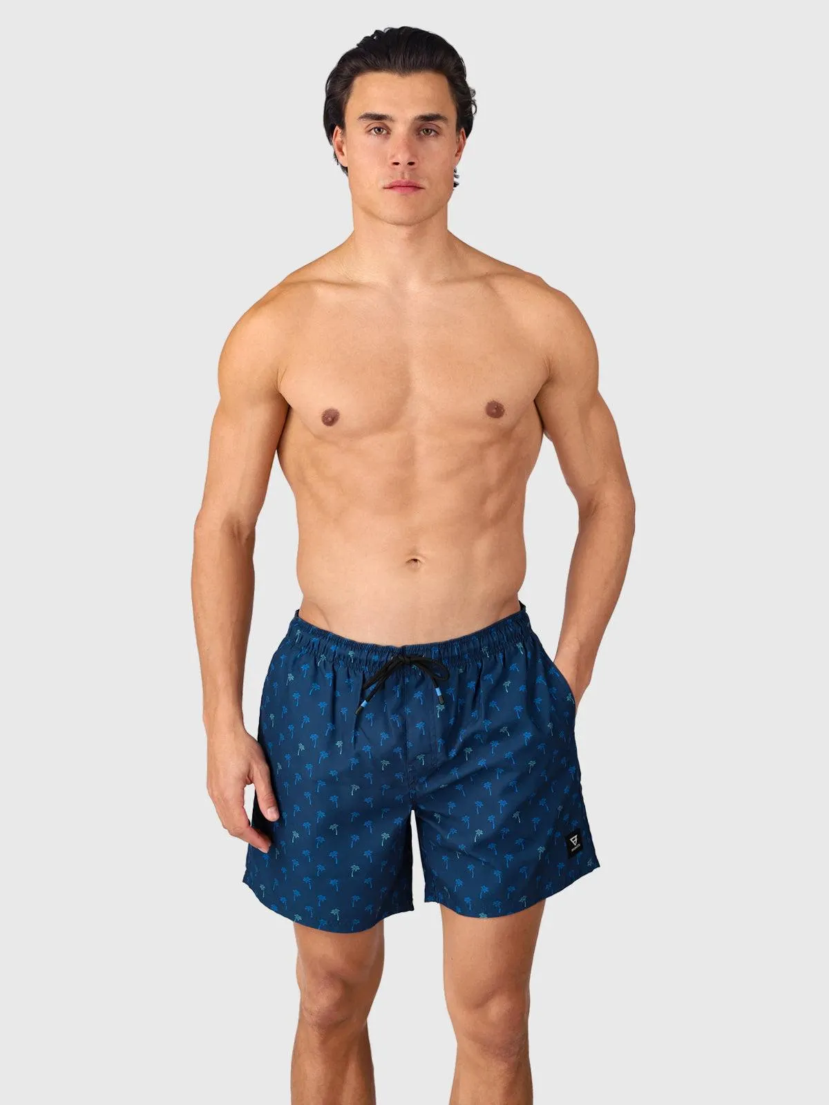 Cester-Mini Men Swim Shorts | Mini Palm Aqua Night Blue