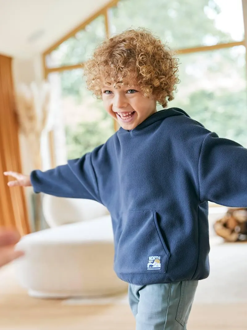 Sweat à capuche en polaire garçon - bleu ardoise