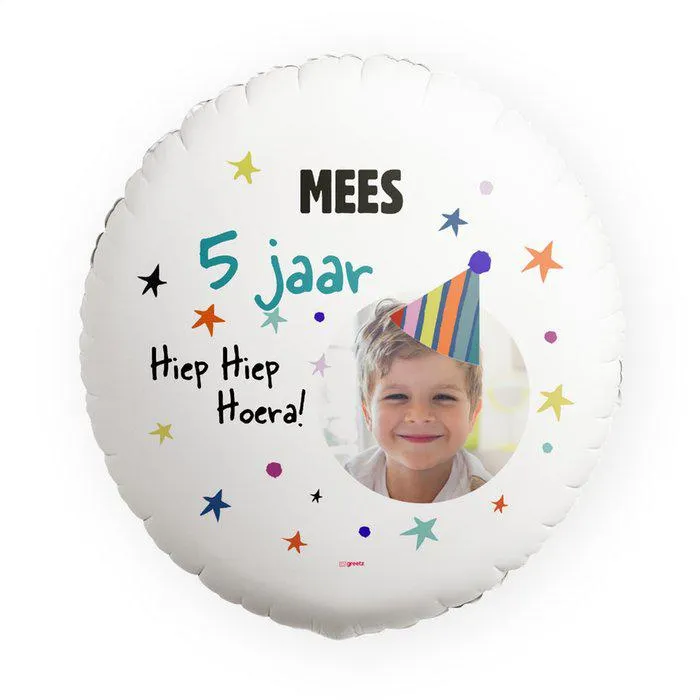Ballon | Hiep hiep hoera | met eigen tekst, leeftijd, naam en foto