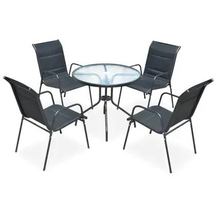 ensemble de meubles de jardin vidaXL Noir table et chaise d'extérieur