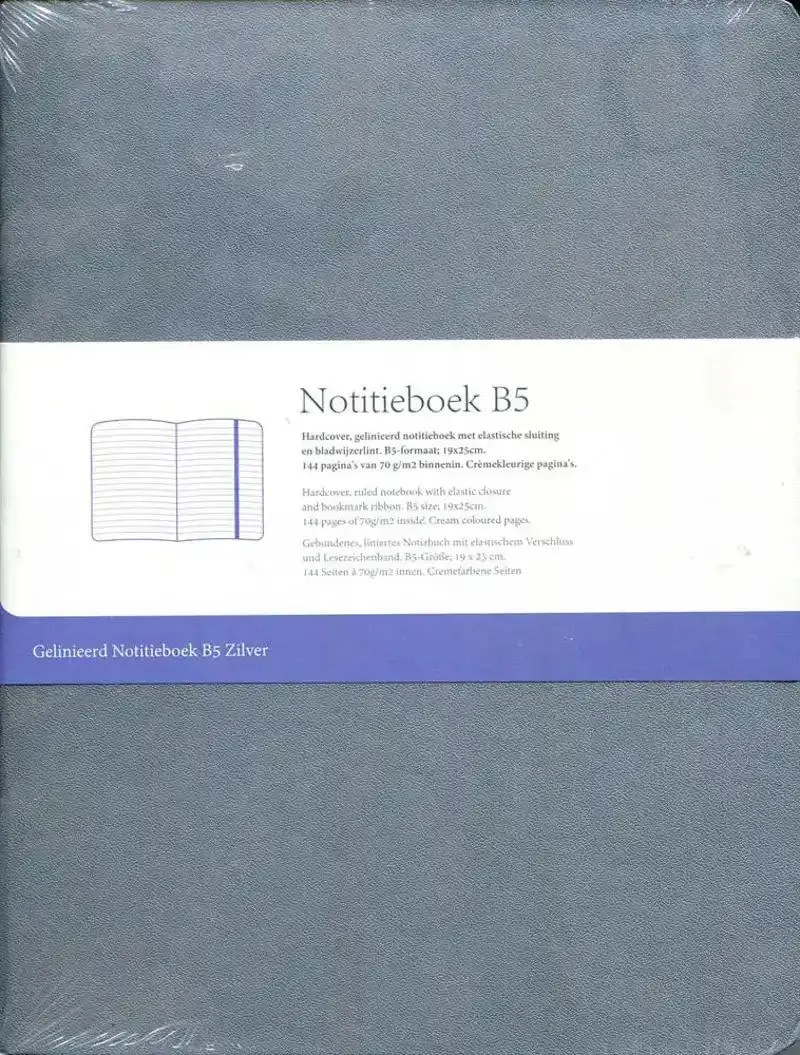 Notebook B5 Hardcover Zilver