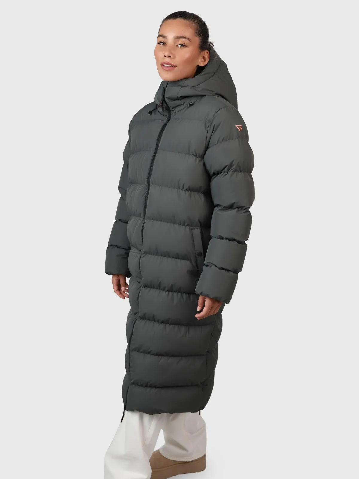 Bigsur Women Long Puffer Coat | Mud Green