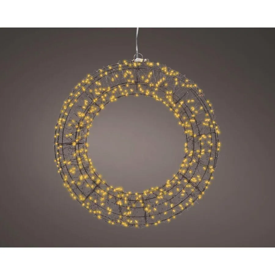 Lumineo Micro LED Krans Metaal Buiten Zwart 38cm