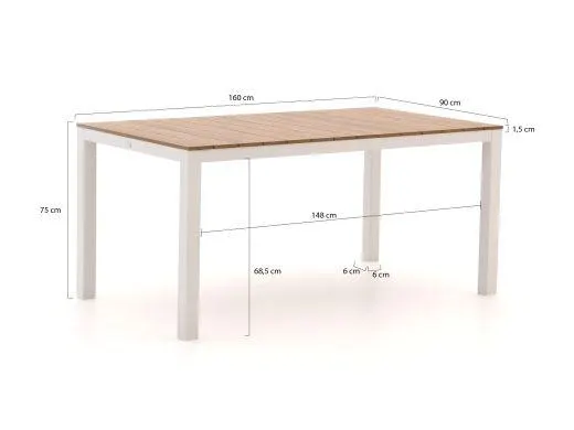 Bellagio Dranera/Fidenza 160cm dining tuinset 5-delig stapelbaar