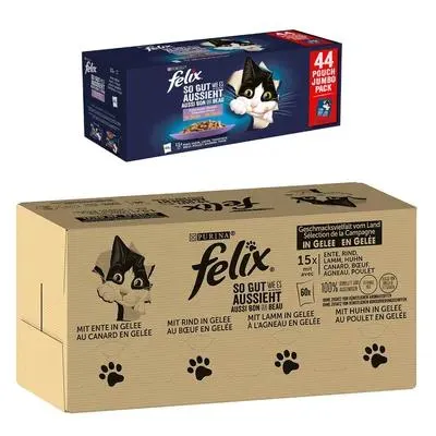 Jumbopack Felix 120 x 80 /85 g pour chat + 44 x 85 g sachets offerts !