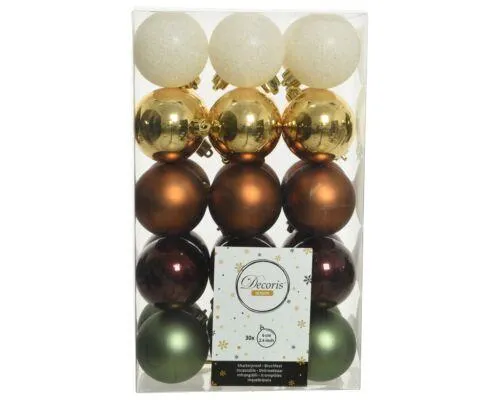 Decoris 020160 Kerstballen Kunststof Mix - 30 Stuks