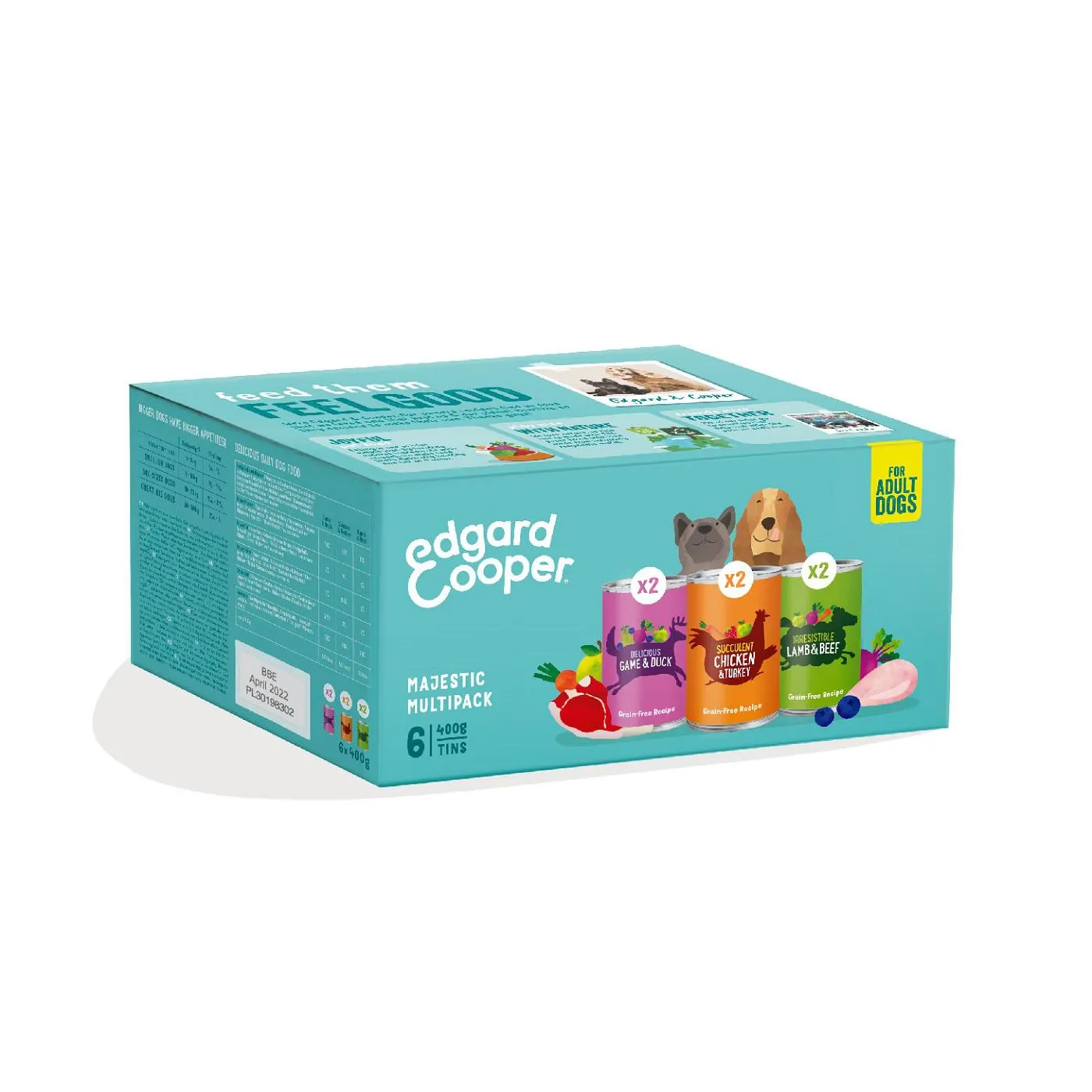 Edgard&cooper mp gf chien ad agneau gibier poulet 6x400g