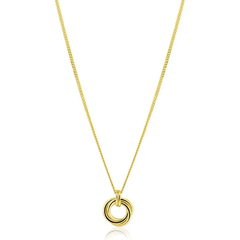 ZINZI gold plated zilveren collier 45cm met hanger van verbonden ringen (knoop-stijl) ZIC2797