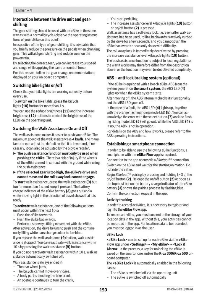 Electric Bike Manual van 12 februari tot 12 augustus 2025 - folder pagina 150