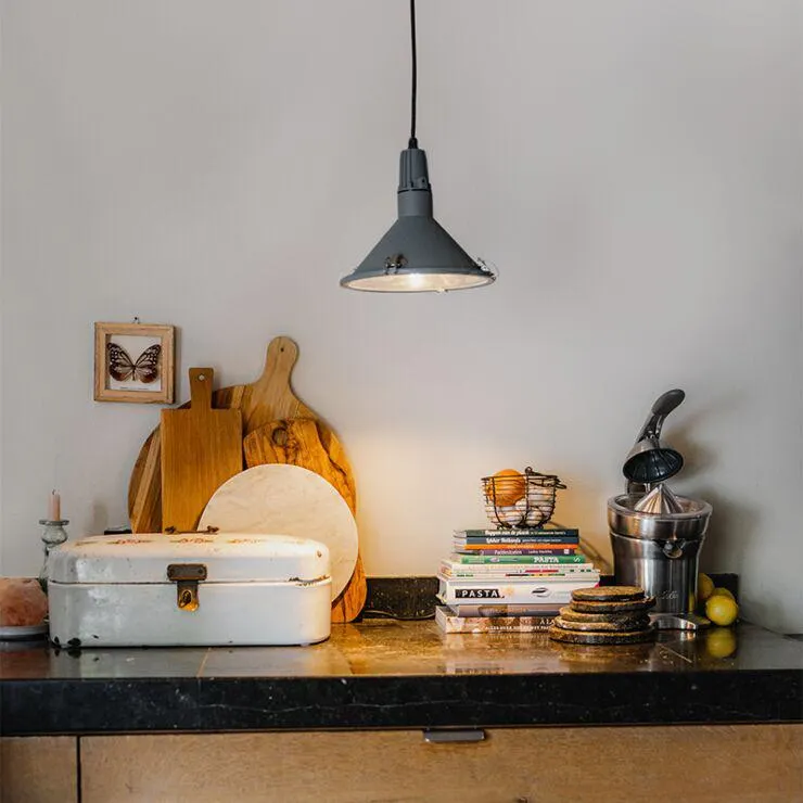 Industriële hanglamp grijs IP44 - Vida