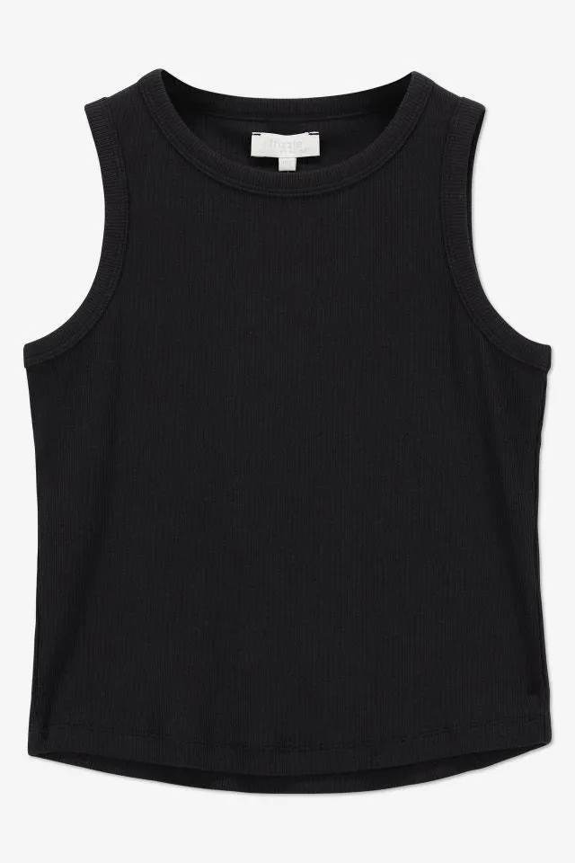 Zwart kort fijn geribde top