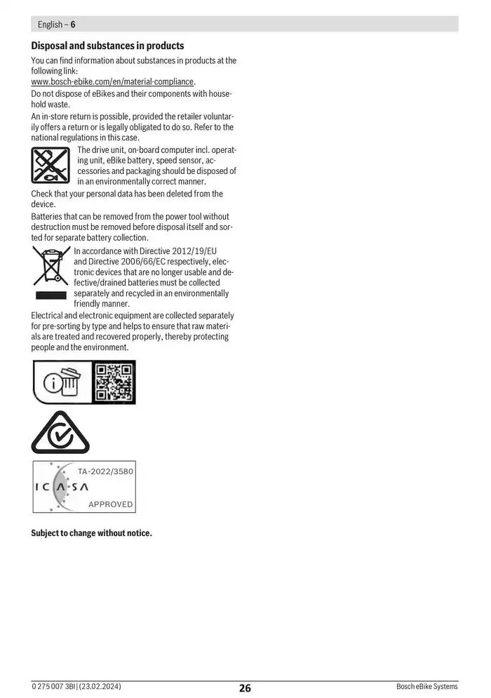 Electric Bike Manual van 12 februari tot 12 augustus 2025 - folder pagina 26